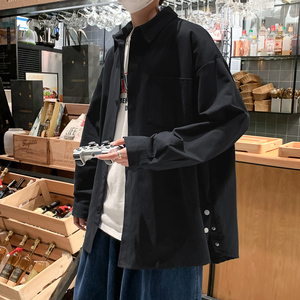 2025春季新款排扣开衩日系设计感小众痞帅衬衣1703A-1-W1023-P30图片