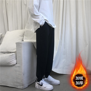 21年冬季主推纯色抽绳加绒运动大码宽松休闲卫裤男KZ3020加绒-P20图片
