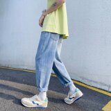 21年秋季ins港风宽松直筒时尚潮流百搭九分工装牛仔裤K545-P30，男装牛仔裤，星座1703A-1