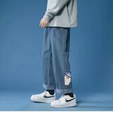 21年秋季主推~`港风印花阔腿裤男女中性卡通百搭牛仔裤BK156-P30，男装牛仔裤，星座1703A-1