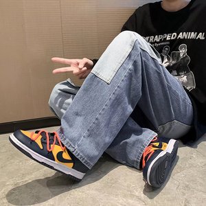 2025秋季新款爱心牛仔裤设计感拼接直筒阔腿Ins潮高街裤GK18-P40图片