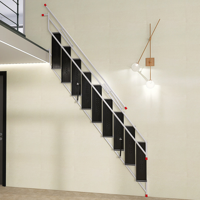 室内外防滑楼梯贴墙家用折叠梯阁楼隐藏式伸缩梯挂梯子挂墙跃层梯