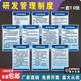 KT板 项目研发管理制度 产品研发管理标语牌 实验室挂贴图 标志牌