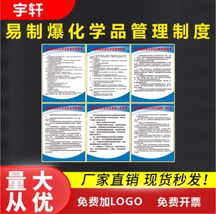 易制爆安全管理制度牌 化学易制爆危险品购买仓库管理专管员职责
