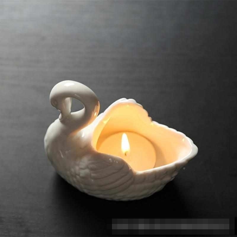 器水培桌面工艺品摆件手陶瓷伴收纳礼烛台结婚天鹅创意花盆 办公