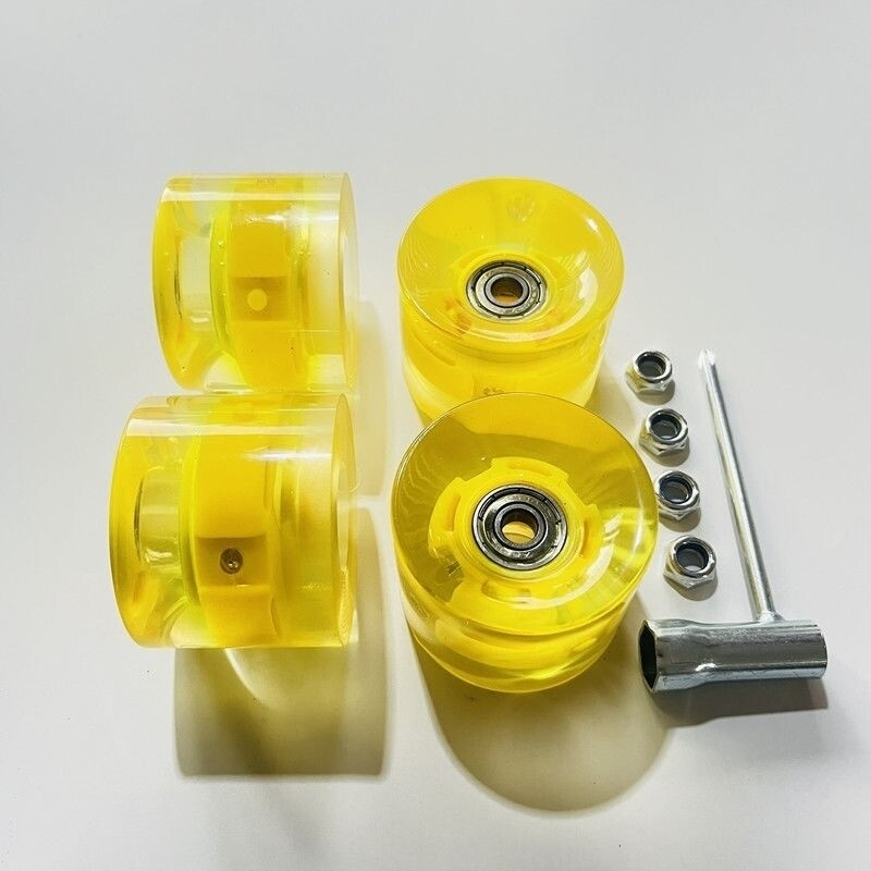 滑板轮子闪光轮发光轮四轮滑板车轮子刷街轮PU轮长板轮子