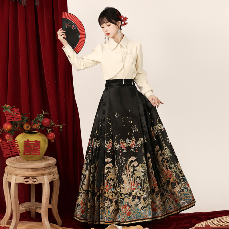 织金妆花马面裙翠羽成人气质显瘦女通勤日常新中式汉服高端中国风