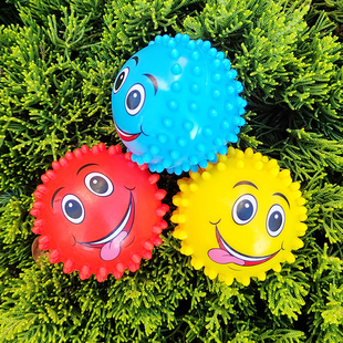 婴幼儿园6cm捏捏叫玩具宝宝捏响声音软按摩球儿童葵花哨子会叫球