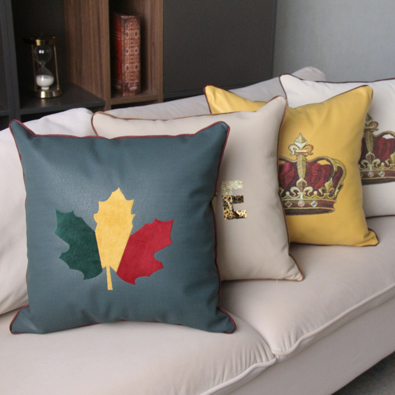 沙发抱枕优质pu皮靠垫客厅飘窗抱枕套不含芯样板房名宿床头靠枕