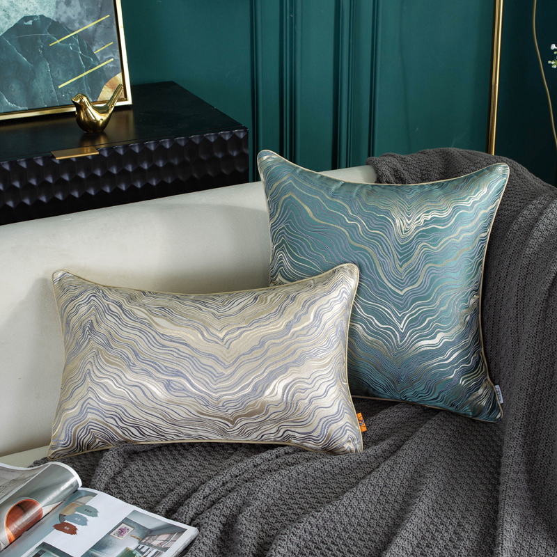 轻奢风样板房抱枕设计师沙发靠包软装靠垫高精密提花腰枕奢华高档