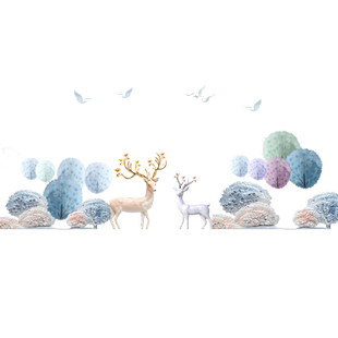 简约创意麋鹿墙角踢脚线墙贴卧室客厅装饰墙贴画自粘防水遮丑贴纸