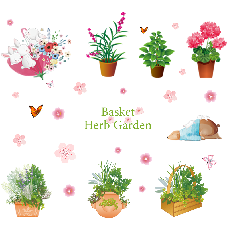怡然之家植物花朵透明门贴