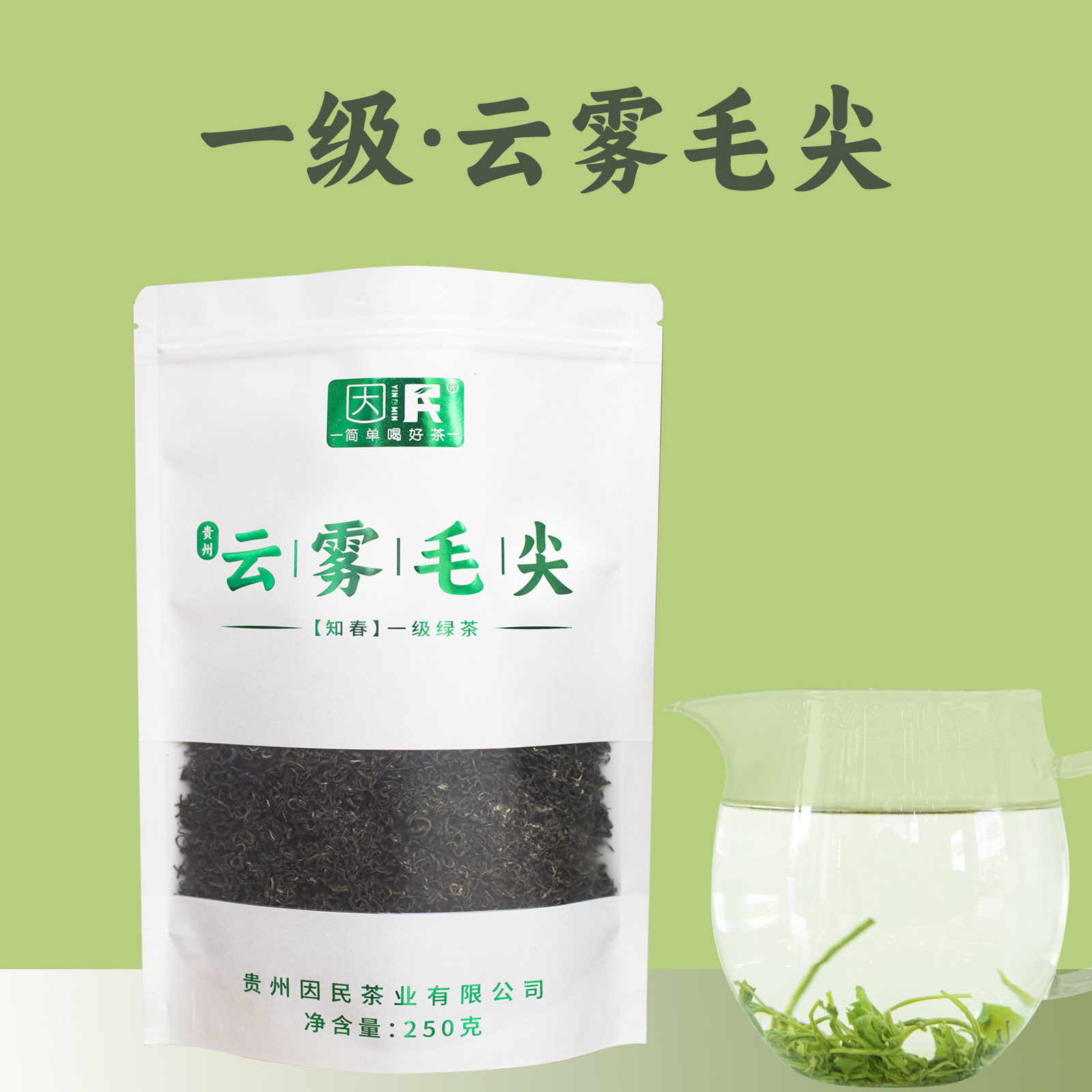 贵州普安绿茶2024新茶因民茶业云雾毛尖·知春250克一级袋装茶