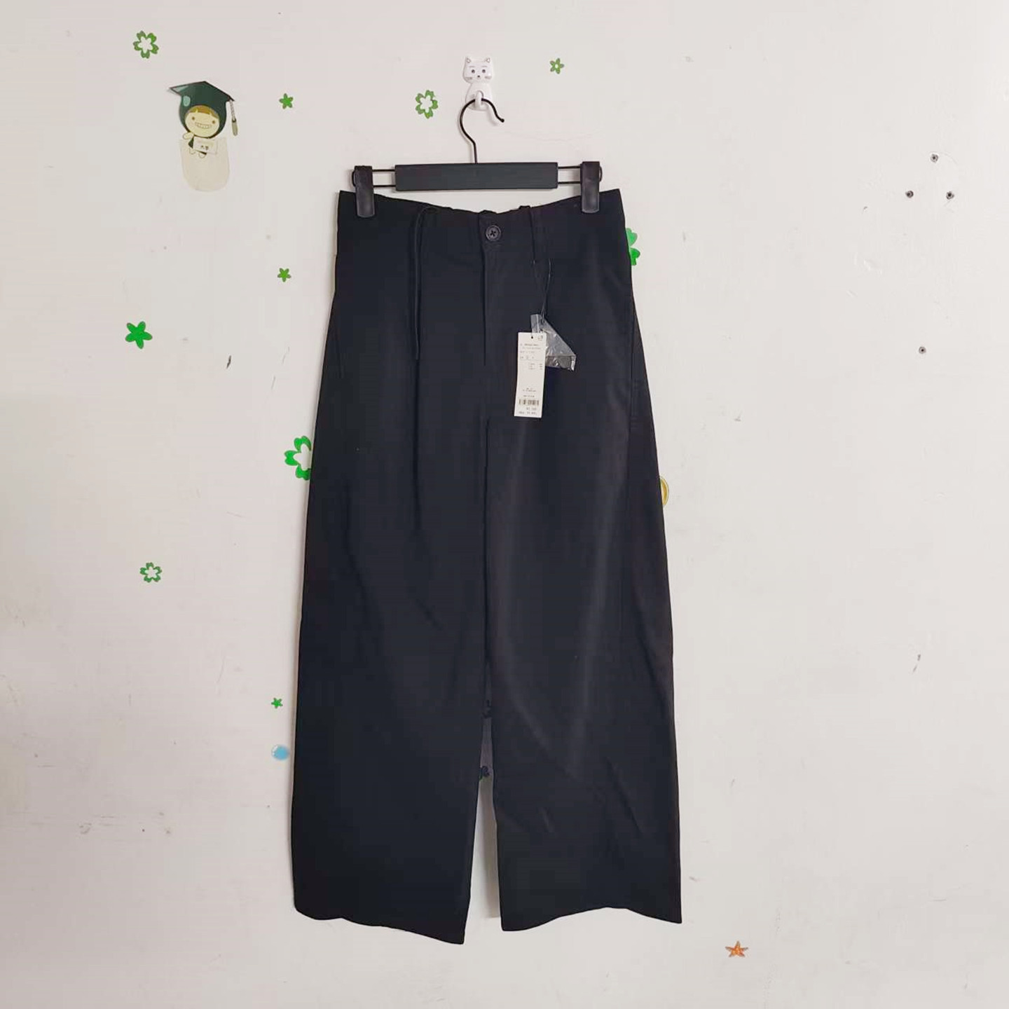 出口日单包邮高品质WEGO秋季新款女装半松紧腰休闲系带拉链休闲裤