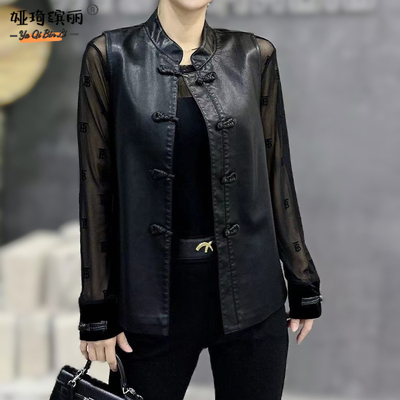 娅琦缤丽新中式国风皮马甲女外套