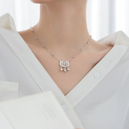 Этническое ожерелье, ретро глянцевый колокольчик, цепочка до ключиц, в корейском стиле, этнический стиль, замок долголетия