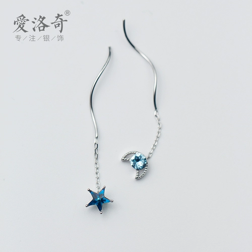 Милый волнистый голубой бриллиант, серьги, серебро 925 пробы, японские и корейские