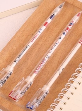 晨光A1702国旗铁塔中性笔 0.5mm全针管学生水笔签字笔 黑 晶蓝色