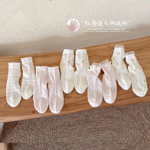 女童夏季网眼无骨爱心中筒袜