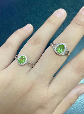 925纯银橄榄石梨形旦形活口戒指