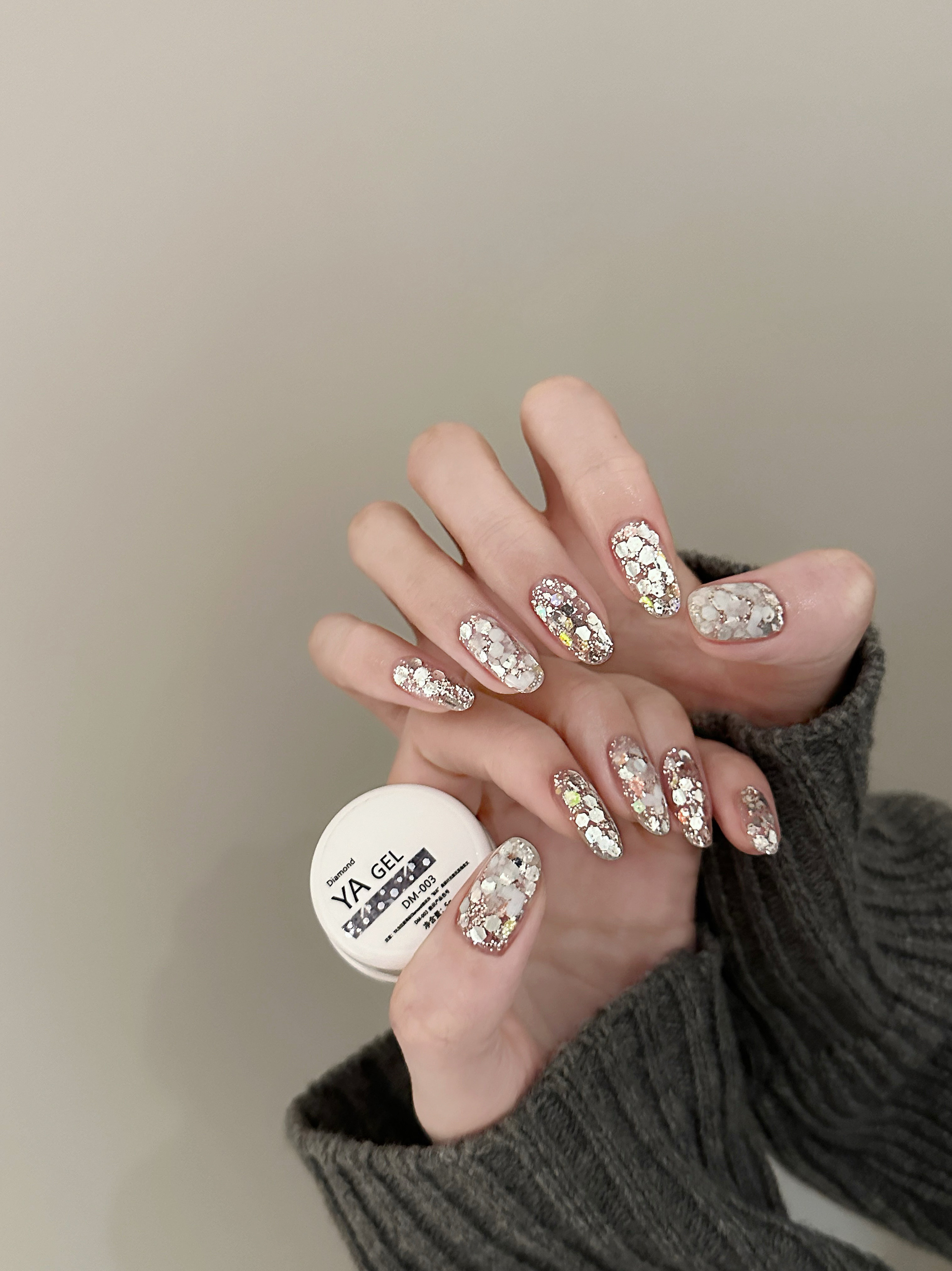 爆闪系列YA gel罐装DM系列闪粉甲油胶实显白光疗甲油胶色DM-003