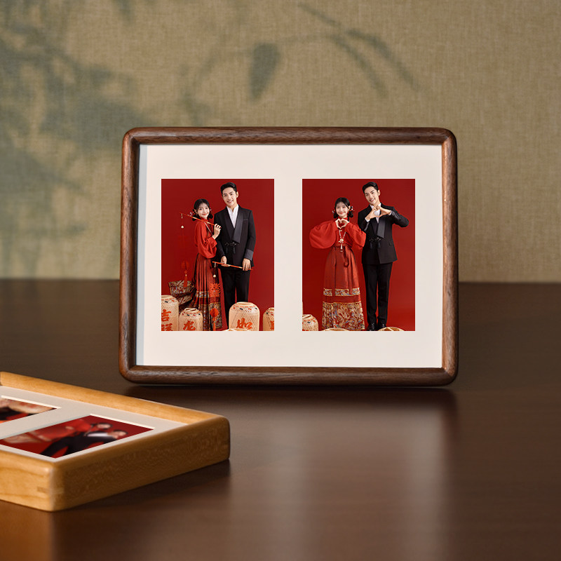 实木相框摆台定制结婚照相框高级感婚纱照全家福做成相框摆件高端