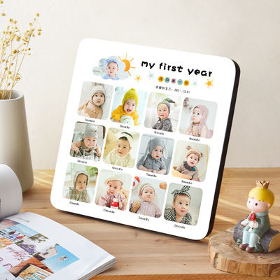宝宝12个月周岁相框挂墙十二宫格成长记录生日纪念九宫格照片定制