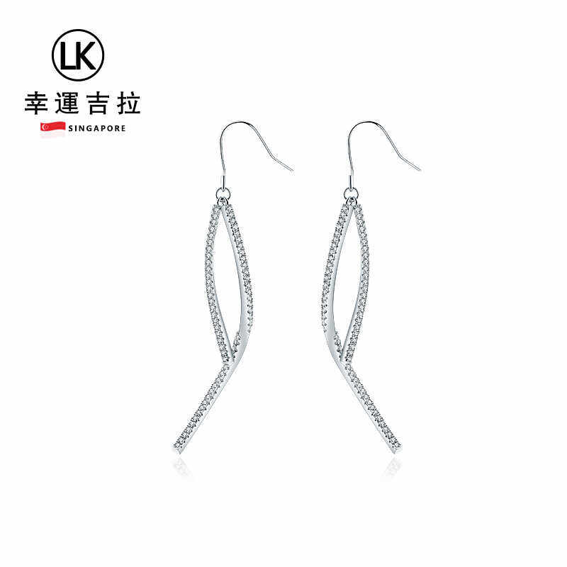 幸运吉拉双曲线流苏耳钉女气质长款银色耳坠个性简约百搭显脸瘦