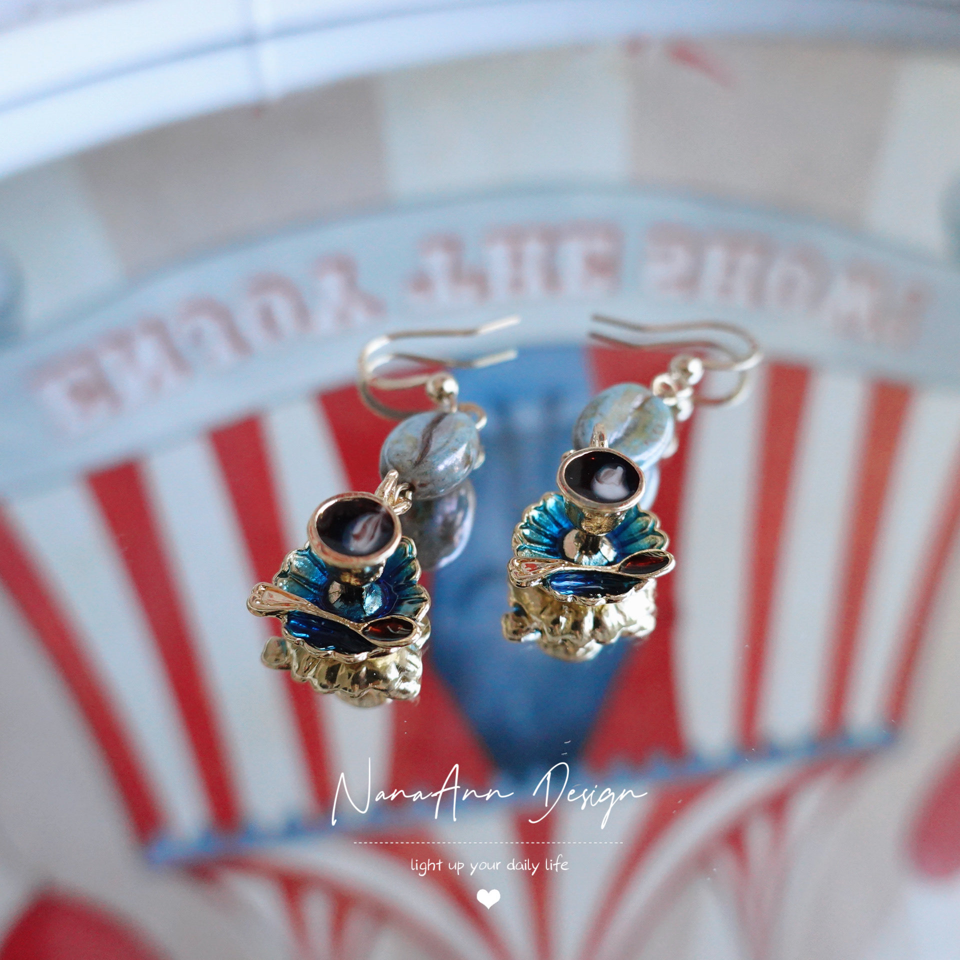 NanaAnn原创 限量日本梦幻咖啡杯进口捷克珠高品质保色耳环耳夹,饰品/流行首饰/时尚饰品新,耳环,淘宝优惠券,粉丝福利购,淘宝优惠卷