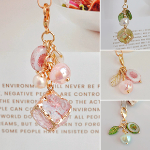 超仙原创复古冰块苹果珍珠包链拉链扣进口捷克琉璃组合精致包挂件