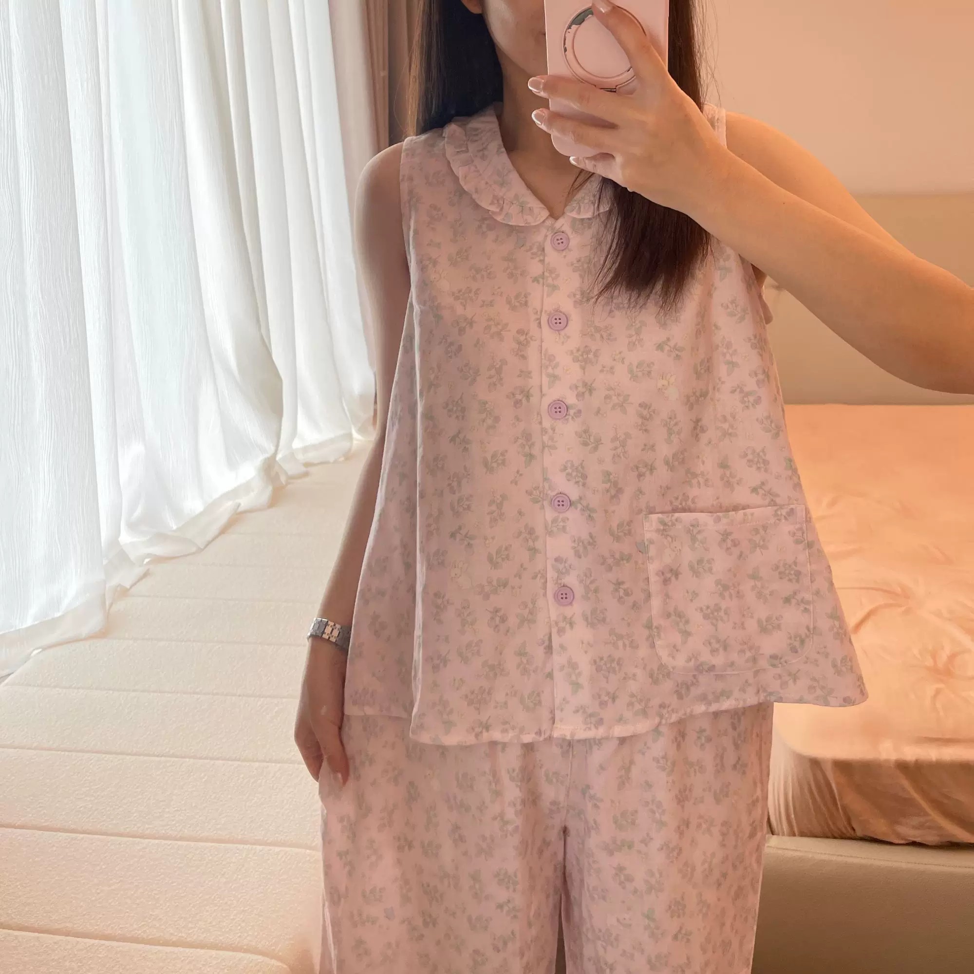 纯棉双层纱亲肤透气居家服睡衣
