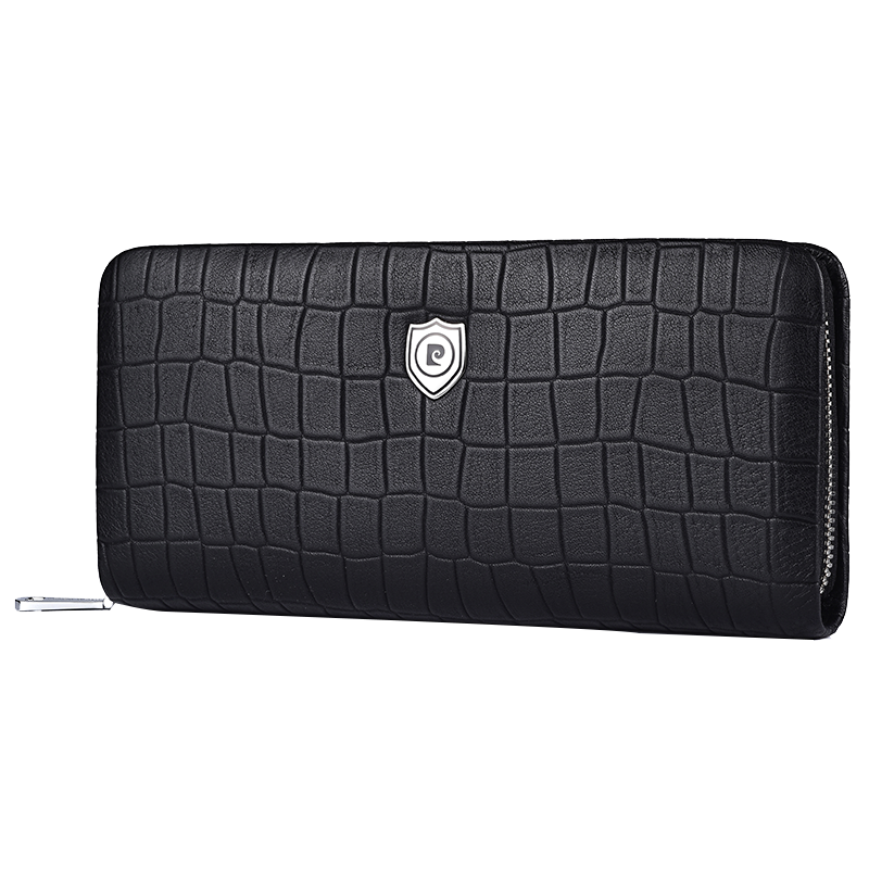 休闲风软牛皮拉链长款男士手包