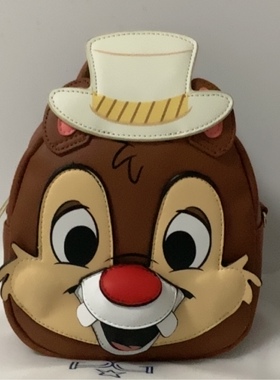 21（全新）迪士尼正品奇奇蒂蒂卡其咖啡色卡通花栗鼠斜背手提包