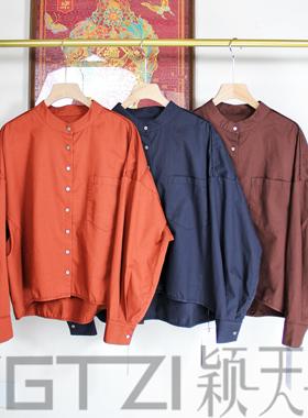 菲玛掂251009新款2025春款高级感小立领长袖衬衫女宽松小衫上衣