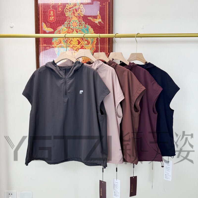 菲玛掂261150正品2026夏季新款时尚显瘦套头砍袖帽衫速干T恤女装
