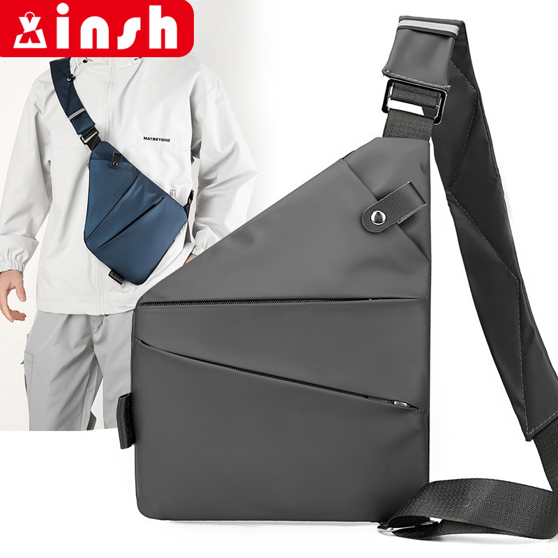 贴身胸包男跨境防泼水皮膜左右肩胸包大容量轻便简约休闲战术