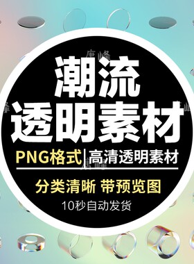 创意酸性立体水晶棱镜方块晶体虹彩透明玻璃反射PNG免扣设计素材