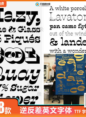 时尚潮流小众机能风逆反差英文字体包Caslon Italian酸性复古字体