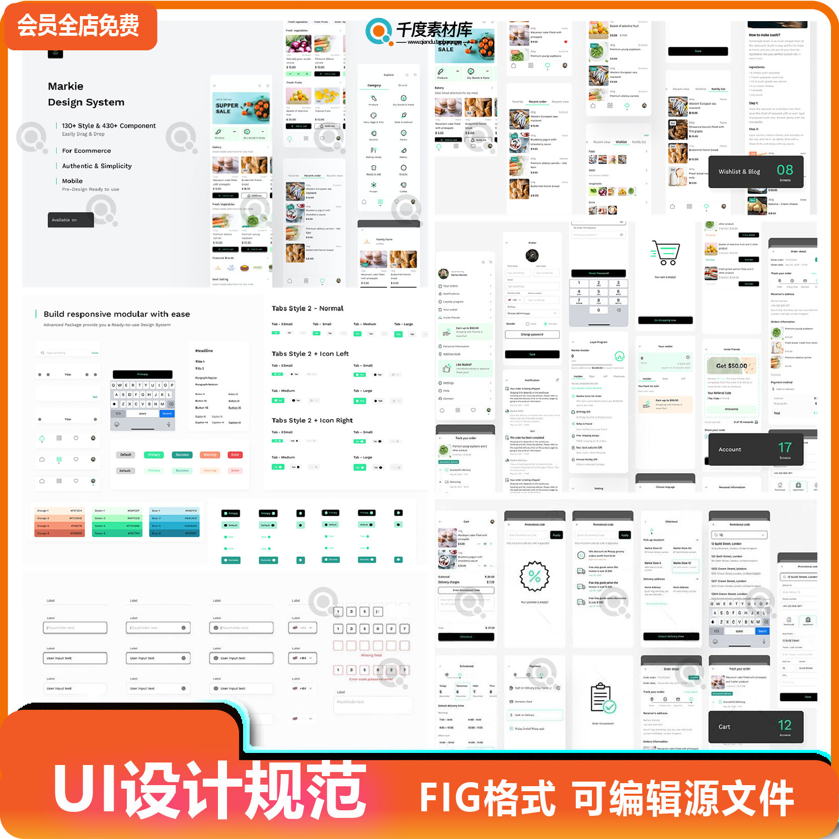 UI界面设计整套WEB端网页规范系统排版框架线框原型图fig模板素材