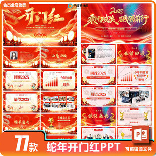 2025蛇年新年开门红启动年会誓师军令状工作计划述职总结ppt模板