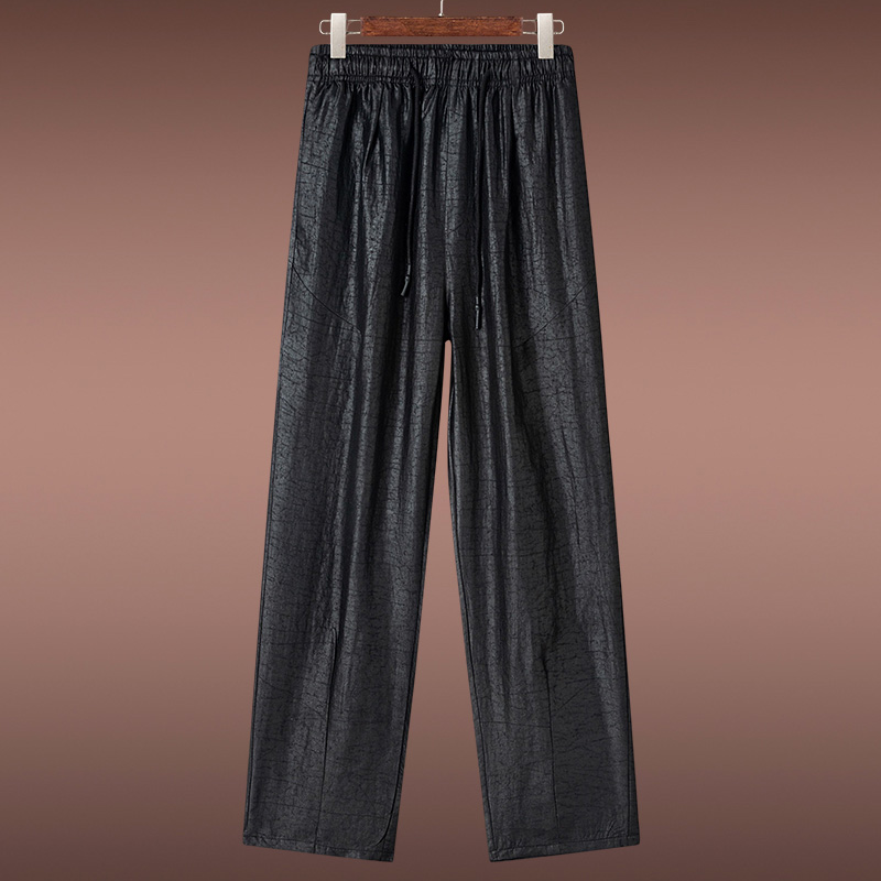 仿香云纱裤子男夏季新款仿桑蚕运动松紧腰哈伦裤休闲裤中国风男裤
