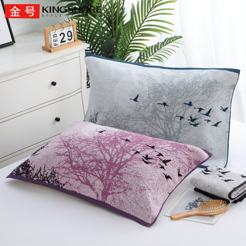 金号纯棉家用成人枕巾一对装全棉加厚枕头巾柔软吸水一等品GA2190