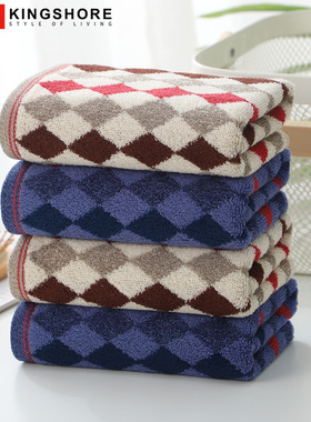 正品金号纯棉家用成人洗脸毛巾柔软吸水全棉菱形格子面巾G1745