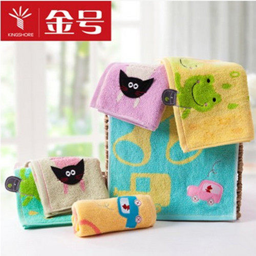 专柜正品金号纯棉小毛巾 提缎绣花个性童巾 柔软吸水宝宝面巾