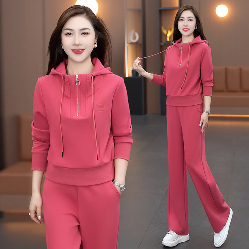 2026春秋女开衫卫衣连帽运动套装