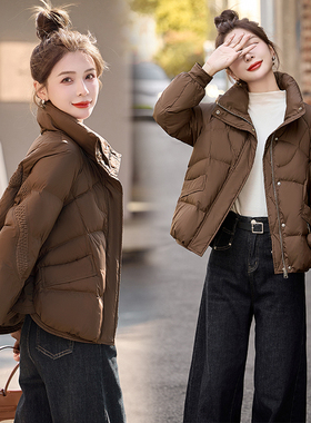 平湖九江短羽绒服女款2024款秋冬流行爆款洋气独特立领小个子外套