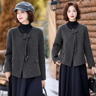 双面呢大衣 新款 100%绵羊毛短款 双面呢毛呢外套女2024冬装