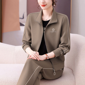 套装 女装 女春秋2025年新款 宽松外套直筒裤 潮 时尚 三件套休闲运动裤