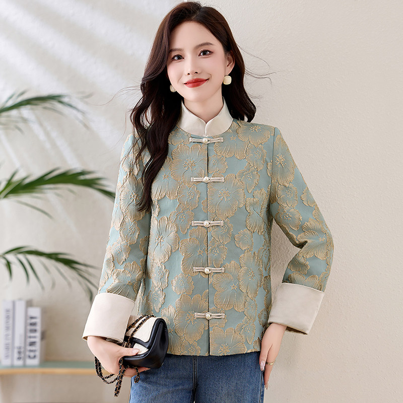 新中式国风外套女2025新款春秋高端品牌年轻小个子宋锦缎面短上衣