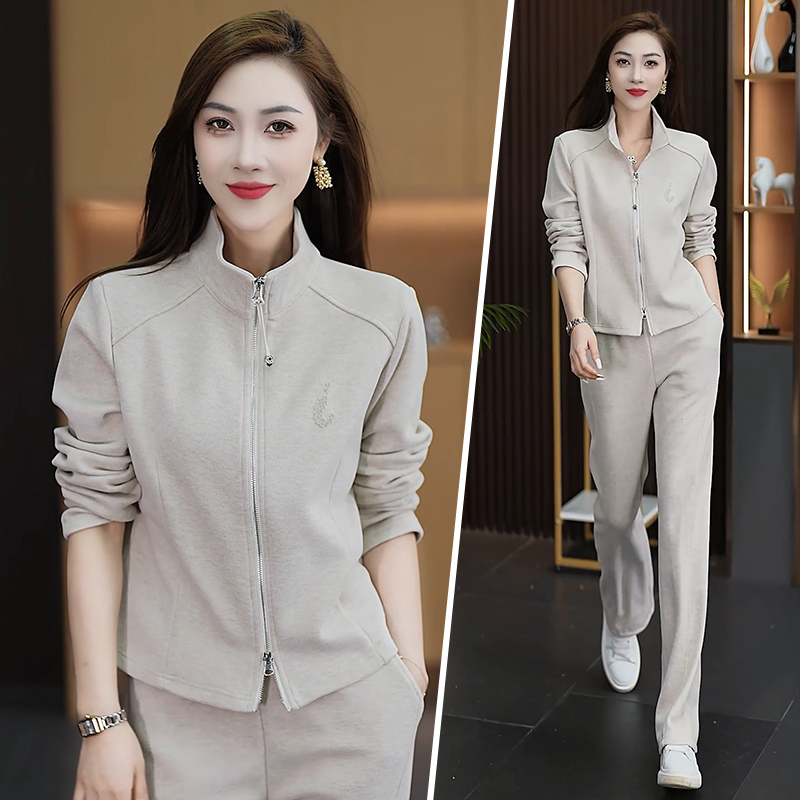 运动服套装女春秋高级感时尚立领卫衣小个子早秋一整套休闲两件套